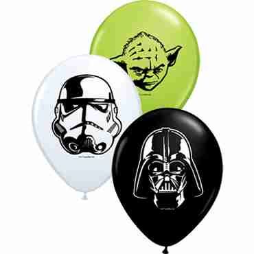 Star Wars Faces Standard White, Fashion Onyx Black and Fashion Lime Green Assortment Latex Round 5in/12.5cm
