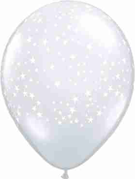 Stars Crystal Diamond Clear (Transparent) Latex Round 16in/40cm