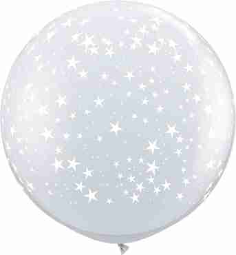 Stars Crystal Diamond Clear (Transparent) Latex Round 36in/90cm