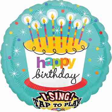 Striped Birthday Candles Sing A Tune Foil Round 28in/71cm