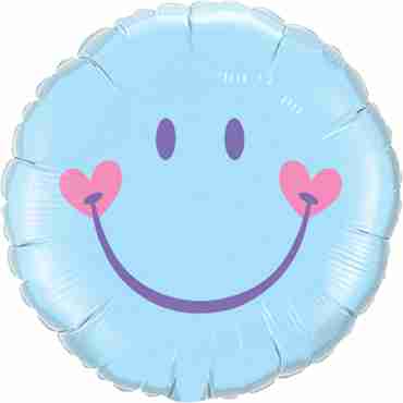 Sweet Smile Face - Pale Blue Foil Round 18in/45cm