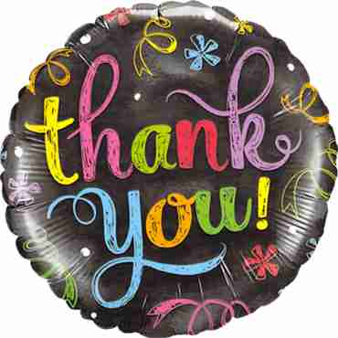 Thank You Chalkboard Foil Round 18in/45cm