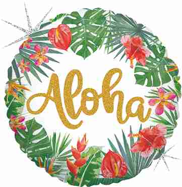 Tropical Aloha Holographic Foil Round 18in/45cm