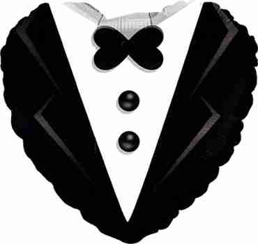 Wedding Tuxedo Foil Heart 18in/45cm