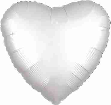 White Satin Luxe Foil Heart 17in/43cm