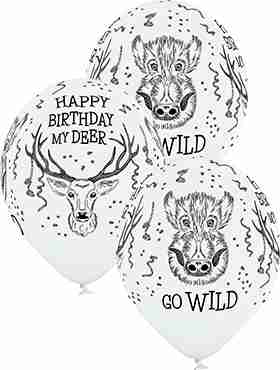 Wild Birthday Pastel White Latex Round 12in/30cm