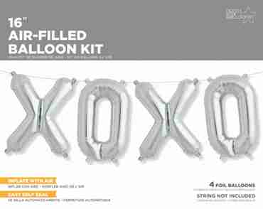 XOXO Kit Silver Foil Letters 16in/40cm